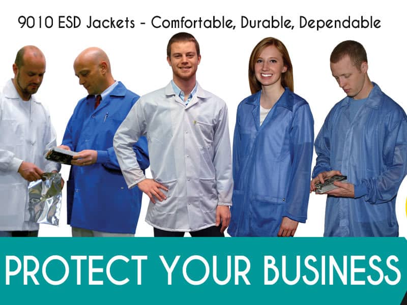 StaticTech Premium ESD Jacket with Lapel Collar, 3 Pockets & Knit Cuffs